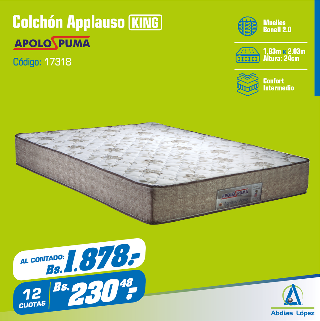 COLCHON APPLAUSO MBZ HS EPS 24 CMX2.03MX1.93M PALHA MR P-11008329