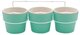 [I-18408] KIT CON 3 VASOS AUTOIRRIGABLES Y SOPORTE VERDE MENTA P-KT2500-VERDEMENTA