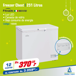 [I-16646] FREEZER FRIGERI CHEST 251LITROS LUZ LED, CANASTA VIDRIO P-F-275