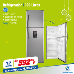 [I-15005] REFRIGERADOR 300LT GENERAL ELECTRIC PLATA DISPENSER AGUA P-RGA1130YRUE0
