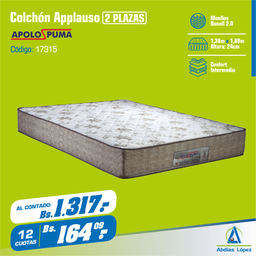 [I-17315] COLCHON APPLAUSO MBZ HS EPS 24 CMX1.88MX1.38M PALHA MR P-11008326