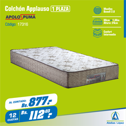 [I-17316] COLCHON APPLAUSO MBZ HS EPS 24CMX1.88MX88CM PALHA MR P-11008325
