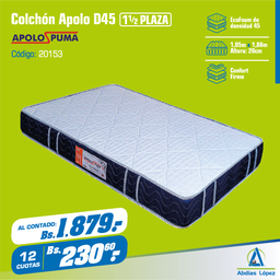 [I-20153] COLCHON APOLO D45 20CMX1.8MMX1.05CM AZUL ESPECIAL P-11001261