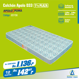 [I-20156] COLCHON APOLO D33 17CMX1.88MMX1.05CM BLANCO P-11001272