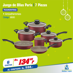 [I-8930] BATERIA DE COCINA 7PZAS. PARIS P-20599/761