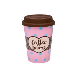 [I-14578] VASO DE CERAMICA P/VIAJE COFFEE LOVERS 300ML P-A15A-3N1P